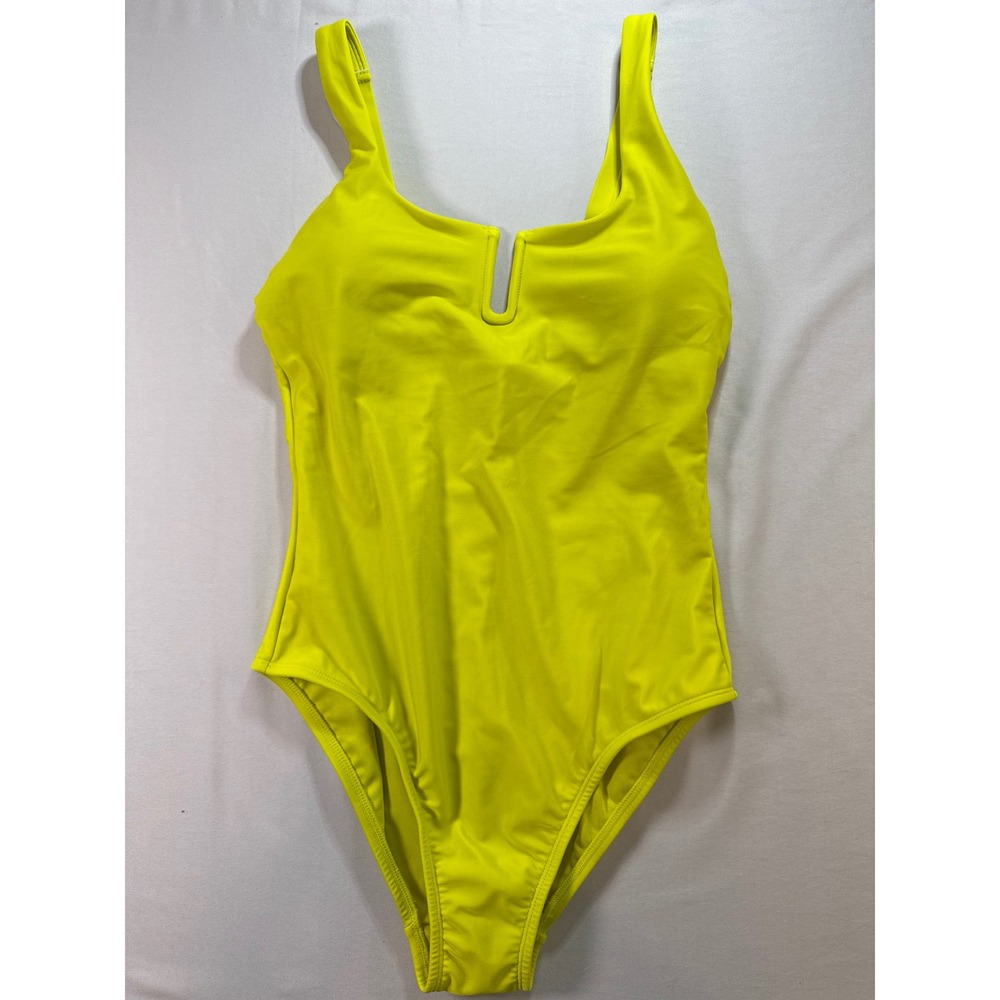 Kona Sol Women Neon Yellow Tummy Control One Piece Swimsuit Medium‎ 8-10 NWT